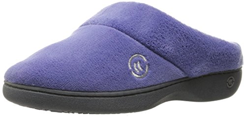 isotoner womens Terry in Clog, Memory Foam, Comfort and Arch Support, Indoor/Outdoor Slip on Slipper, Dark Periwinkle, 7.5-8 US