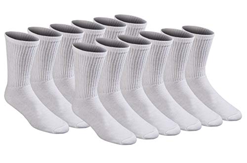 Dickies Men's All Purpose Cushion Crew Socks (6/12, White (12 Pairs), Shoe Size: 6-12