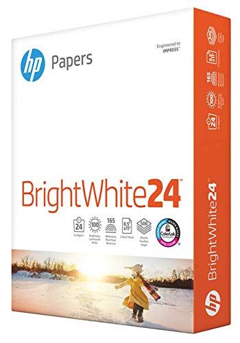 HP Paper Printer Paper 8.5x11 BrightWhite 24 lb 1 Ream 500 Sheets 100 Bright Made in USA FSC Certified Copy Paper Compatible 203000R