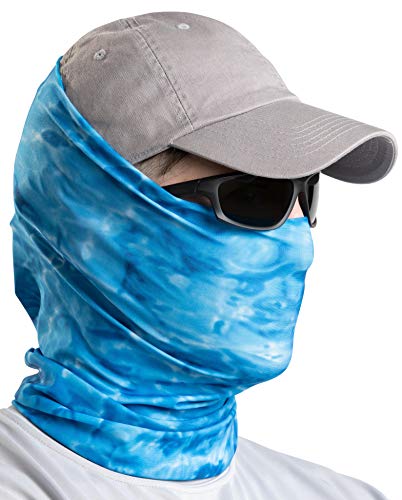 Aqua Design Fishing Hunting Masks Neck Gaiters for Men and Youth: UPF 50+ Sun Mask Protection: Camo Half Face Cover Balaclava Bandana: Royal Ripple: Size 2XL