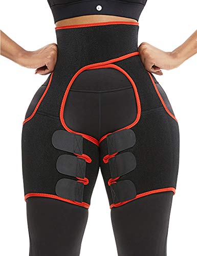 Lover-Beauty Breathe Freely Neoprene Thigh Trimmer High Waist Thigh Shaper Thigh Trainer Red XL