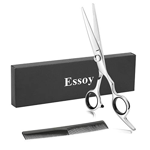 ESSOY Professional Hair Cutting Scissors/Shears (6.5-Inches), 4CR Stainless Steel Haircut Scissor with Fine Adjustment Screw for Home Salon,Barber Hairdressing Scissor for Women Men Kids
