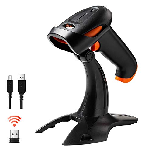 Tera Wireless 2D QR Barcode Scanner with Stand, 3 in 1 Compatible with Bluetooth & 2.4GHz Wireless & Wired Connection, Connect Smart Phone Tablet PC USB Image Bar Code Reader with Vibration Alert
