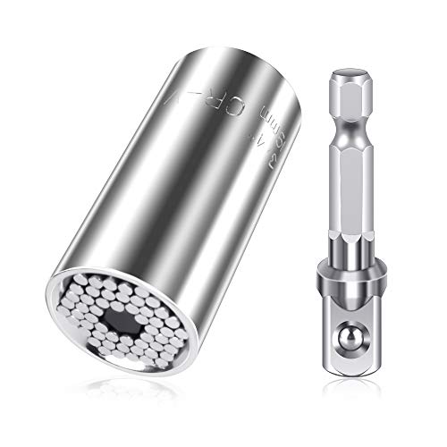 MIMIVIVA Universal Socket Wrench Set, Magical Grip Socket Set Fits Standard 1/4'' - 3/4'' Metric 7mm-19mm, with Multi-Function Ratchet Wrench Power Drill Adapter Unisex Best Gift for Father's Day