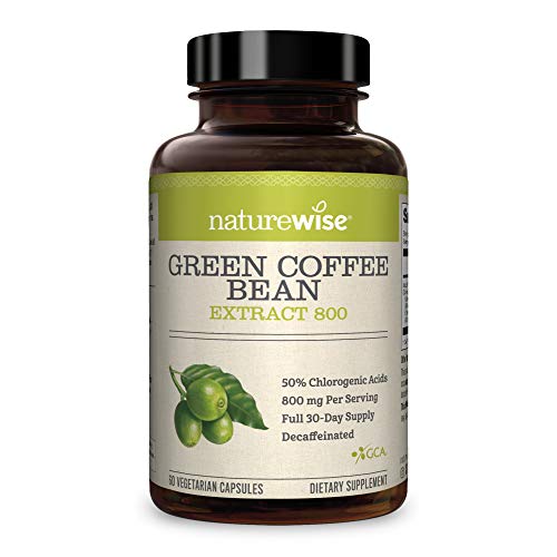 NatureWise Green Coffee Bean 800mg Max Potency Extract 50% Chlorogenic Acids | Raw Green Coffee Antioxidant Supplement & Metabolism Booster for Weight Loss | Non-GMO, Vegan, & Gluten-Free [1 Month]