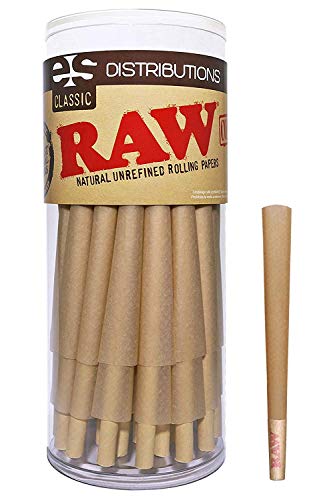 RAW Cones Classic 98 Special | 50 Pack | Natural Pre Rolled Rolling Paper with Tips & Packing Sticks Included