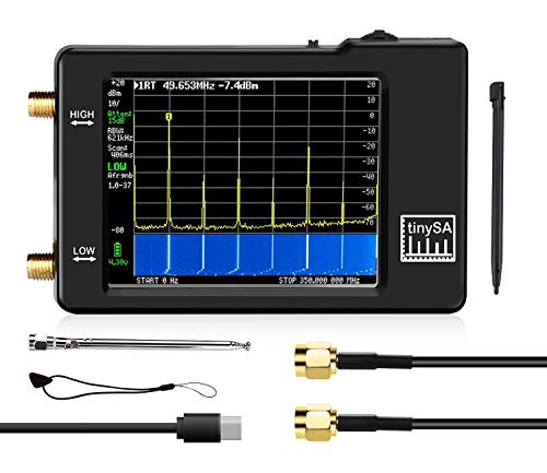 Portable TinySA Spectrum Analyzer,SEESII Handheld Tiny Frequency Analyzer 100kHz to 960MHz MF/HF/VHF UHF Input,Signal Generator with 2.8 inch Touch Screen Battery