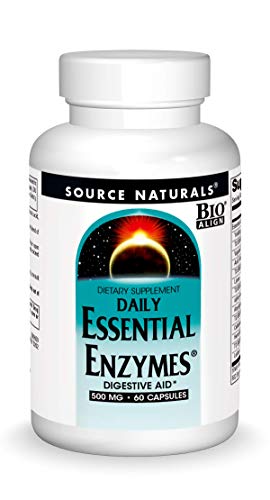 Source Naturals Essential Enzymes 500mg Bio-Aligned Multiple Enzyme Supplement Herbal Defense for Digestion, Gas, Constipation & Bloating Relief - Supports A Strong Immune System - 60 Capsules