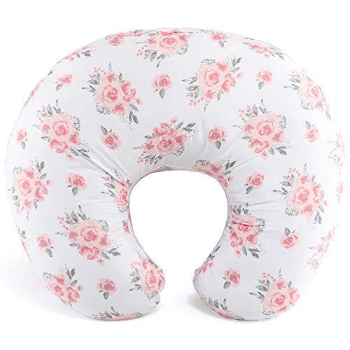The Peanutshell Pink Floral Nursing Pillow for Breastfeeding | Pillow & Nursing Pillow Cover for Baby Girls