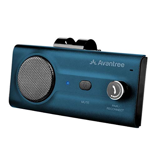 2020 Avantree CK11 Hands Free Bluetooth 5.0 Car Kits, Loud Speakerphone, Support Siri Google Assistant & Motion Auto On Off, Volume Knob, Wireless in Car Handsfree Speaker Kit with Visor Clip - Blue