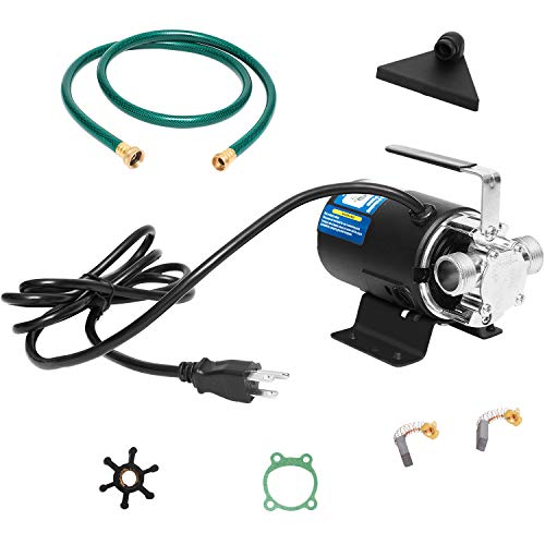 FPOWER Water Pump 115V 1/10 HP 330 GPH Water Transfer Pump With 3/4 in. Ports Suction Hose/Strainer And Spare Impeller Electric Water Pump Utility Pump