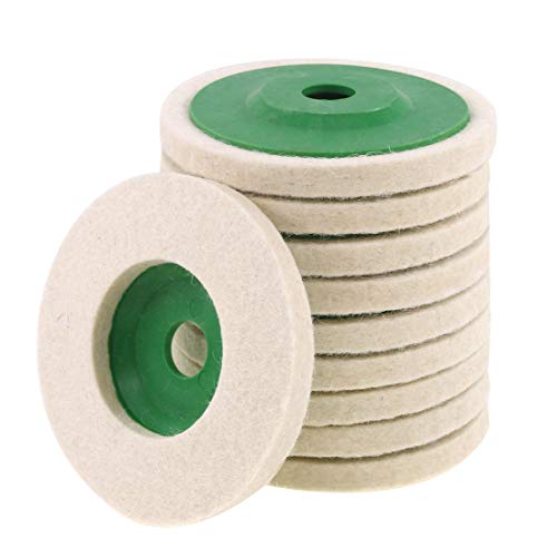 Keadic 10 - Piece 4' Wool Felt Disc Polishing Buffing Wheel Pad Bore Dia