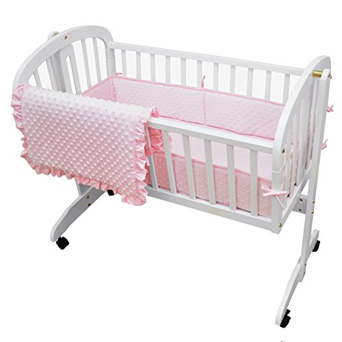 American Baby Company Heavenly Soft Minky Dot 3-Piece Cradle Bedding Set, Pink, for Girls