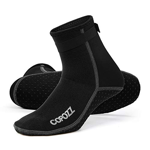 COPOZZ Diving Socks 3mm Neoprene Beach Water Socks, Surfing Thermal Flexible Kayaking Anti Slip Wetsuit Boots for Rafting Snorkeling Swim Sailing for Youth Men Women