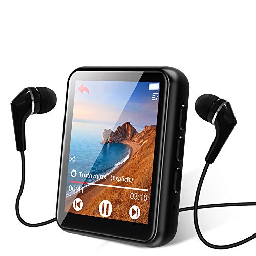 MP3 Player Bluetooth 5.0 Touch Screen Music Player 16GB Portable mp3 Player with Speakers high Fidelity Lossless Sound Quality mp3 FM Radio Recording e-Book 1.8 inch Screen MP3 Player Support (128GB)