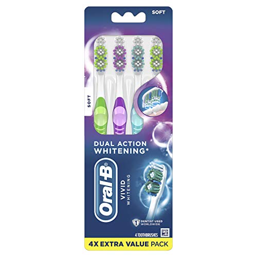 Oral-B 35 Soft Bristles 3D Vivid Toothbrush, White, 4 Count