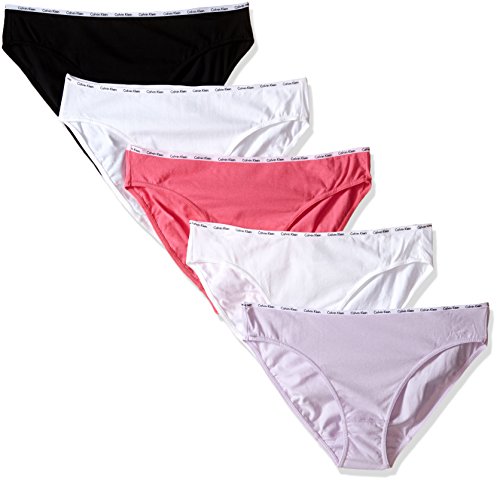 Calvin Klein Women's Cotton Stretch Bikini 5-Pack, White/Black/Lovely/Electric Pink, Small
