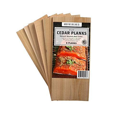 6 Pack Cedar Grilling Planks - Adds Smoky Cedar Flavor to Salmon, Chicken, Veggies and More.