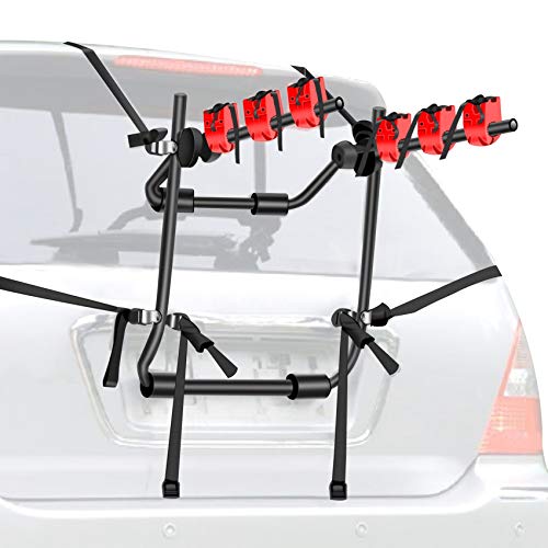 Walmann Bike Trunk Mount 3-Bike Car Carrier Rack for Auto-mobile Bicycle Rack Fits Most Cars, Sedans, Hatchbacks, Minivans and SUVs