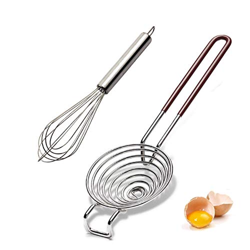 2 pack Upgrade Egg Separator Stainless Steel Whisk Set Kitchen Separator Tool for Cooking Baking and Stirring Egg yolk separator, easy to separate protein and egg yolk, making pastry more convenient