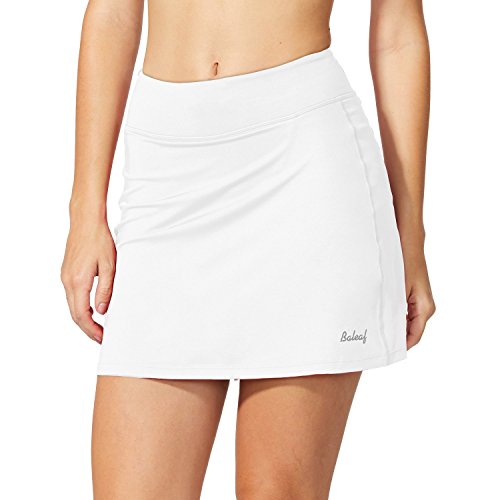 BALEAF Women's Athletic Skorts Lightweight Active Skirts with Shorts Pockets Running Tennis Golf Workout Sports White Size L