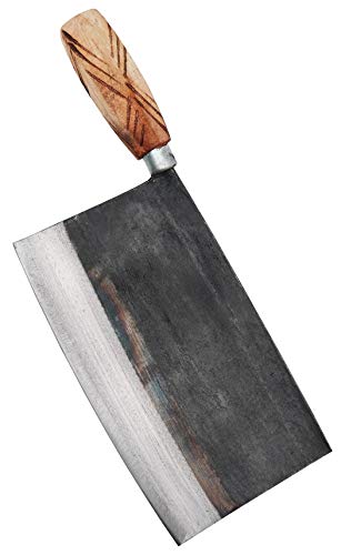 Kitory Chinese Traditional Hand Made Forged Carbon Steel Cleaver 8.66' for vegetable and unfronzen meat kitchen chefs knife D8