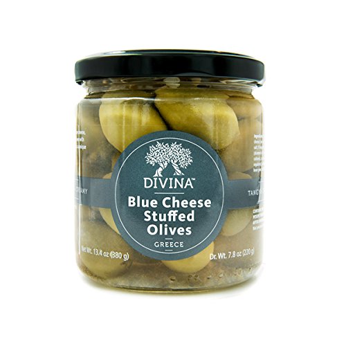Divina Green Olives Stuffed w/ Blue Cheese, 7.8 oz (Pack of 2)