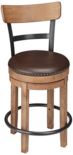 Signature Design by Ashley Pinnadel Swivel Counter Height Single Stool, Brown