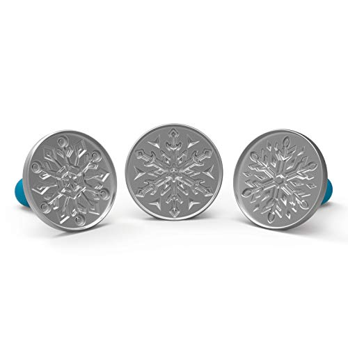 Nordic Ware Disney Frozen 2 Falling Snowflake Cast Cookie Stamps, Set of 3, Silver with Blue Handles