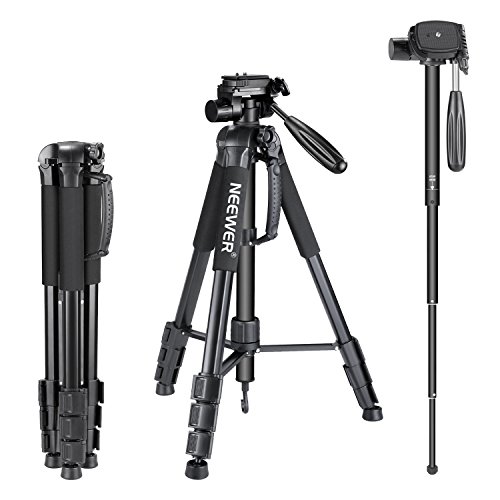 Neewer Portable Aluminum Alloy Camera 2-in-1 Tripod Monopod Max. 70'/177 cm with 3-Way Swivel Pan Head and Carrying Bag for DSLR,DV Video Camcorder