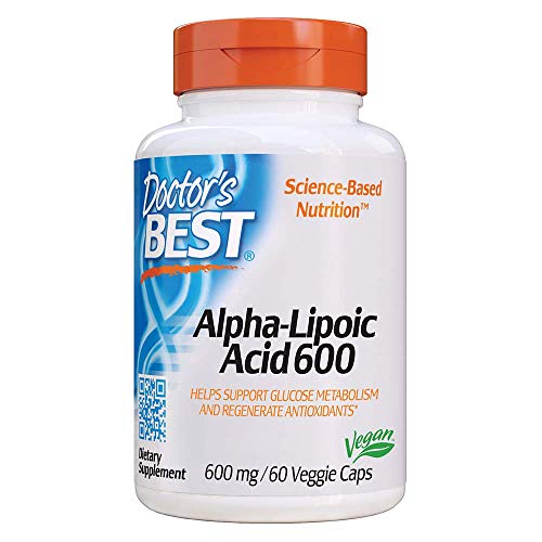 Doctor's Best Alpha-Lipoic Acid, Non-GMO, Gluten Free, Vegan, Soy Free, Promotes Healthy Blood Sugar, 600 mg, 60 Veggie Caps