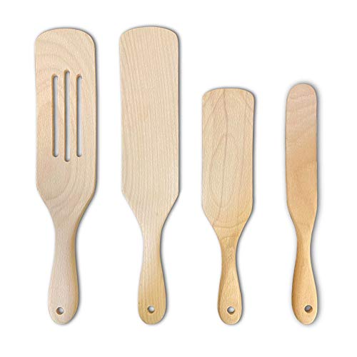 Spurtles Kitchen Tools Set, Beech Cooking Utensil, 100% Healthy Hard and Durable Beech Kitchen Utensils for Salad Stir, Cake Make and Pan-Fried Steak