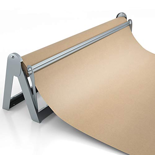 Paper Roll Dispenser and Cutter - Long 24' Roll Paper Holder - Great Butcher Paper Dispenser, Wrapping Paper Cutter, Craft Paper Holder or Vinyl Roll Holder - Wall Mountable