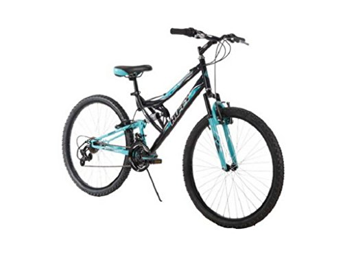 26 Inch Huffy Women's Trail Runner Mountain Bike Dual Suspension Frame and Suspension Fork, Black