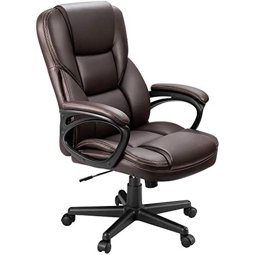 Furmax Office Executive Chair High Back Adjustable Managerial Home Desk Chair,Swivel Computer PU Leather Chair with Lumbar Support (Brown)