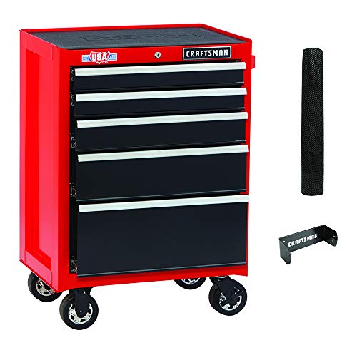 CRAFTSMAN Tool Cabinet with Drawer Liner Roll & Socket Organizer, 26-Inch, 5 Drawer, Red (CMST82769RB)