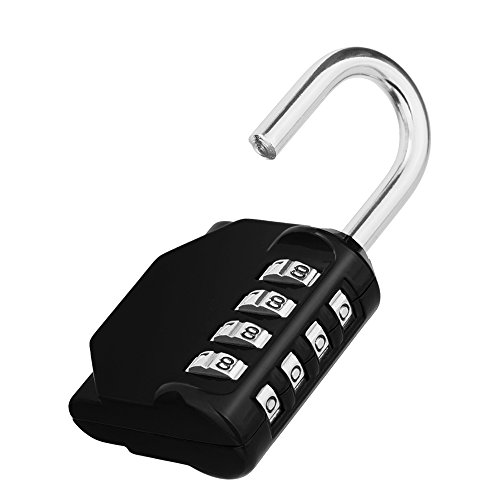 ZHEGE Lock, 4 Digit Combination Padlock Outdoor, School Lock, Gym Lock and Black Lock
