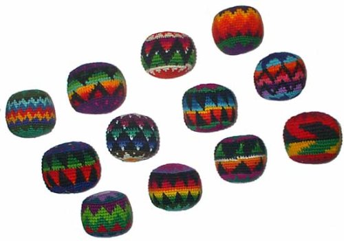 Turtle Island Imports Set of 12 Hacky Sacks, Assorted Colors and Geometric Patterns
