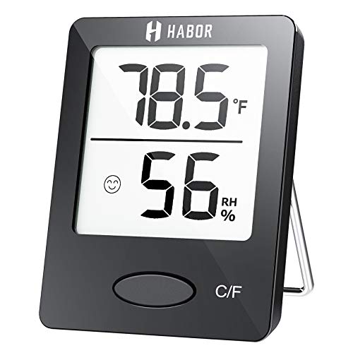Habor Hygrometer Indoor Thermometer, Humidity Gauge Room Thermometer Indoor, Accurate Mini Wall Digital Hygrometer Temperature Humidity Monitor Meter for Home, Office, Greenhouse