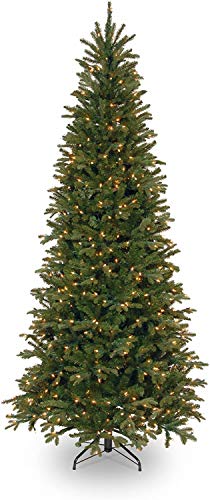 National Tree Company 'Feel Real' Pre-lit Artificial Christmas Tree | Includes Pre-strung White Lights | Tiffany Fir Slim - 7.5 ft