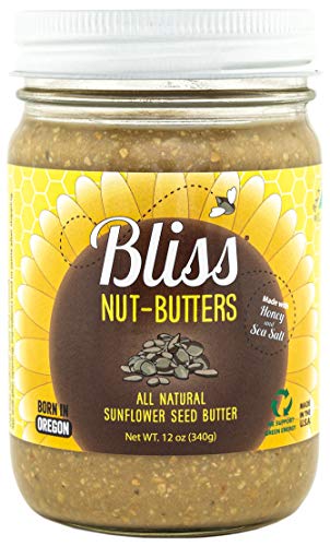 Bliss Nut Butters All Natural Sunflower Seed Butter With Honey & Sea Salt, No Preservatives, No Additives, Sustainable Packaging, Made in Oregon - 12 Ounce