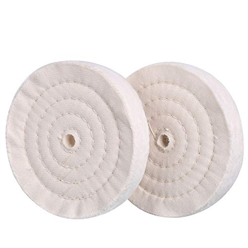 SCOTTCHEN Extra Thick Buffing Polishing Wheel 6 inch (70 Ply) For Bench grinder Tool With 1/2' Arbor Hole 2 PACK