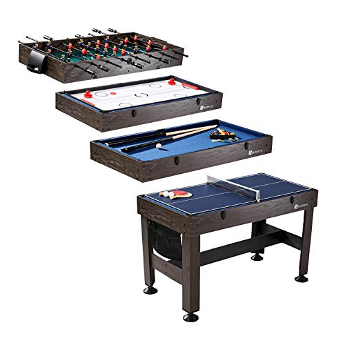 MD Sports Table Tennis, Slide Hockey, Foosball, Billiards, 54” 4-in-1 Combination Game Set with side Lock Clips - Quick Set-Up, Interchangeable, Fully Equipped, Model Number: CBF054_058M