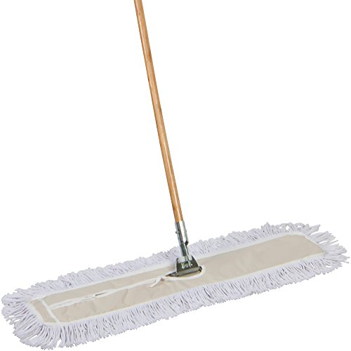 Tidy Tools Industrial Strength Cotton Dust Mop with Solid 63'' Wood Handle and Metal Frame. 35'' X 5'' Wide Cotton Mop Head