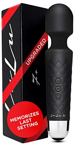 LuLu 7+ Upgraded Personal Wand Massager with Memory - Premium with 5 Speeds 20 Patterns - Cordless Powerful and Handheld - USB Rechargeable for Back and Neck Relief - Black