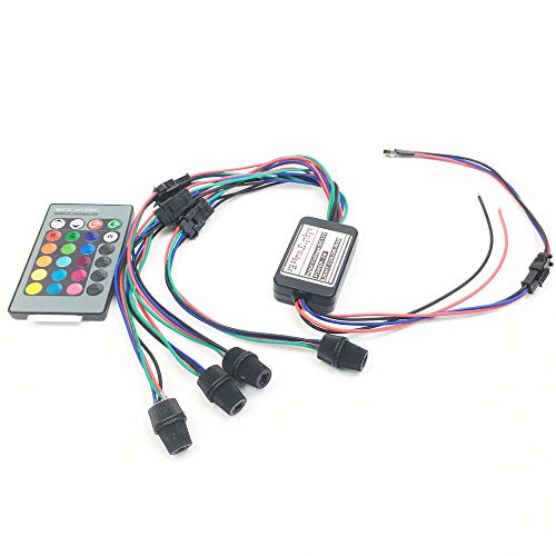 Rayauto 24key Remote RGB 2W DC 12V Car Home Light Side Glow Fiber Optic Light Source Illuminator Power Engine Supply 4 Head