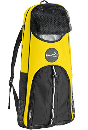 Phantom Aquatics Snorkeling Backpack Diving Gear Bag with Shoulder Strap - Fits Fins, Snorkel, Mask and More - Ideal Travel Bag for Scuba Diving, Snorkeling Gear Equipment and Water Sports - Yellow