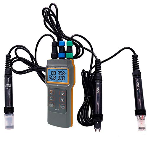 HANMIAO Professional 5 in 1 Water Quality Meter Dissolved Oxygen Tester PH Meter PH Conductivity TDS Salinity Temperature Meter, DO Meter