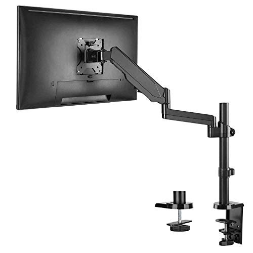WALI Premium Single LCD Monitor Desk Mount Fully Adjustable Gas Spring Stand for One Screen up to 32 inch, 17.6lbs Weight Capacity (GSDM001), Black