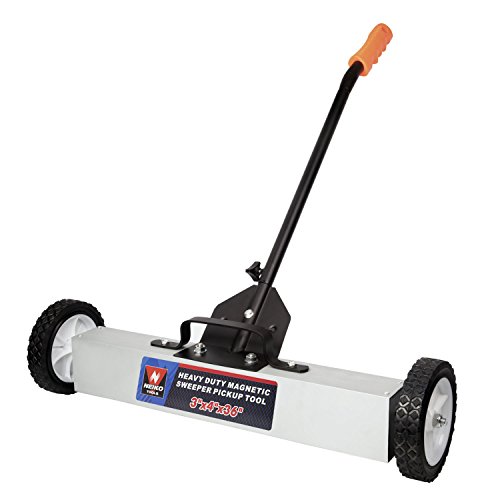 Neiko 53418A Magnetic Pick-Up Sweeper with Wheels 30 Lb, 36' | Adjustable Handle & Floor Clearance